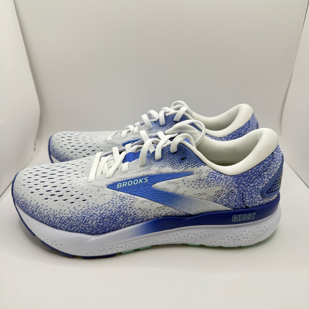 Brooks Ghost 16 Womens Running Shoes White Amparo Blue 120407 1B 152 Size 8.5